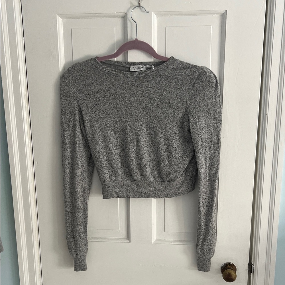 Urban outfitters Gray Long Sleeve Cropped Sweater